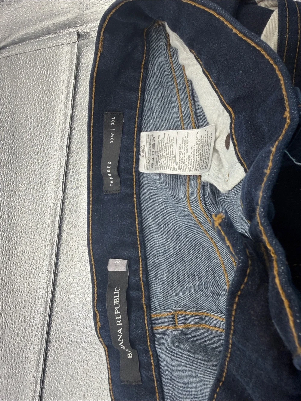 Banana Republic Women’s Navy Skinny Jeans with Gold Stitching